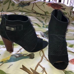 Dolce Vita Black Suede Peep-Toe Booties